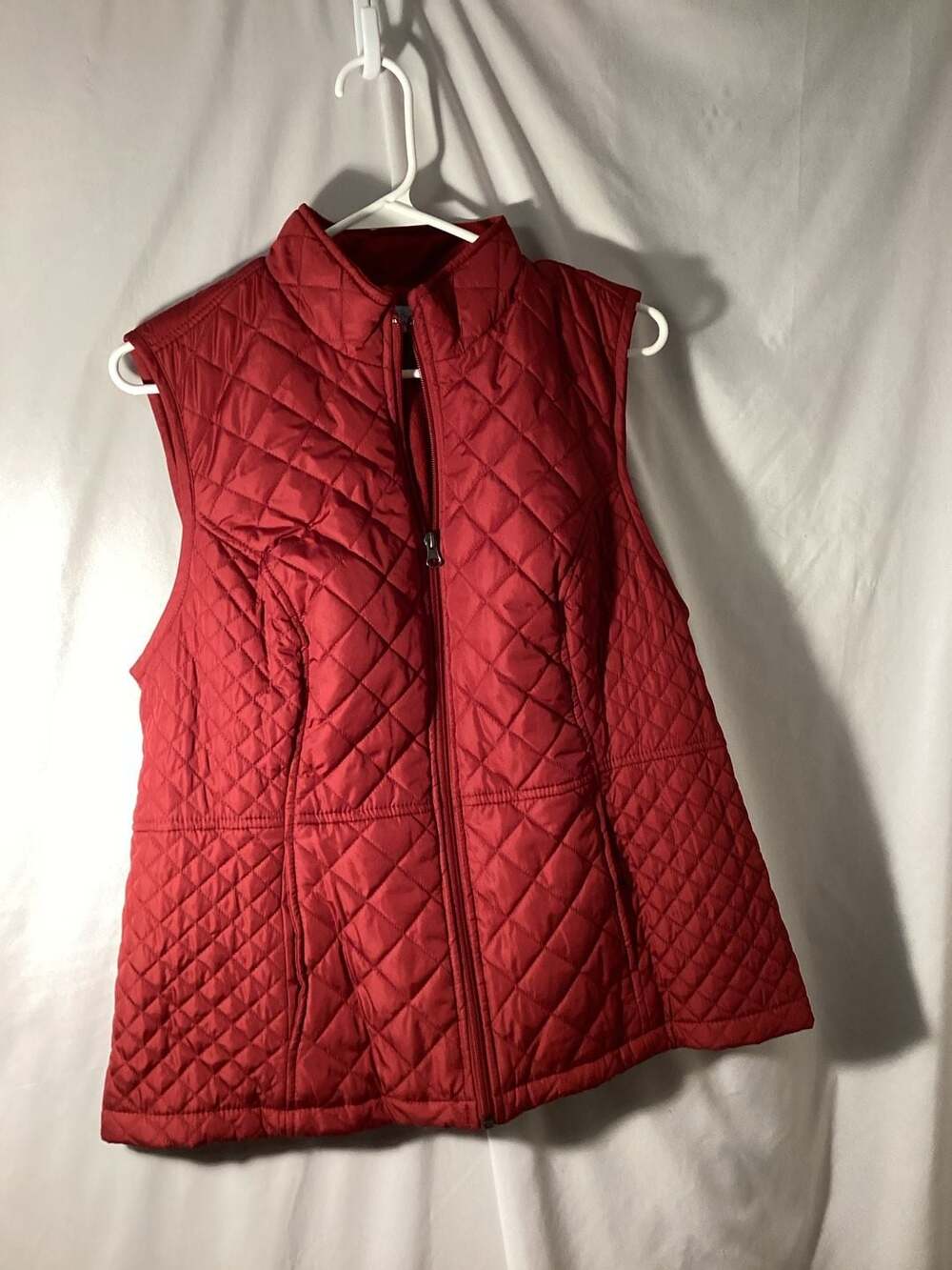 Croft & Barrow Quilted Vest Size M Red Full Zip Fleece Lined
